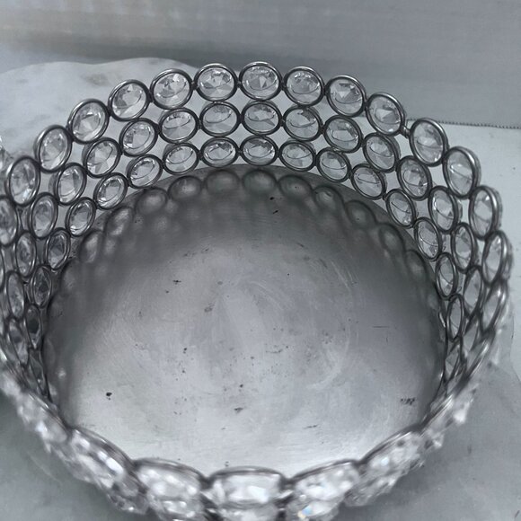 Wine Coasters Set Of 2 From Z Gallerie Clear Faceted Rhinestone Bling 6"x2.5" - Picture 12 of 16